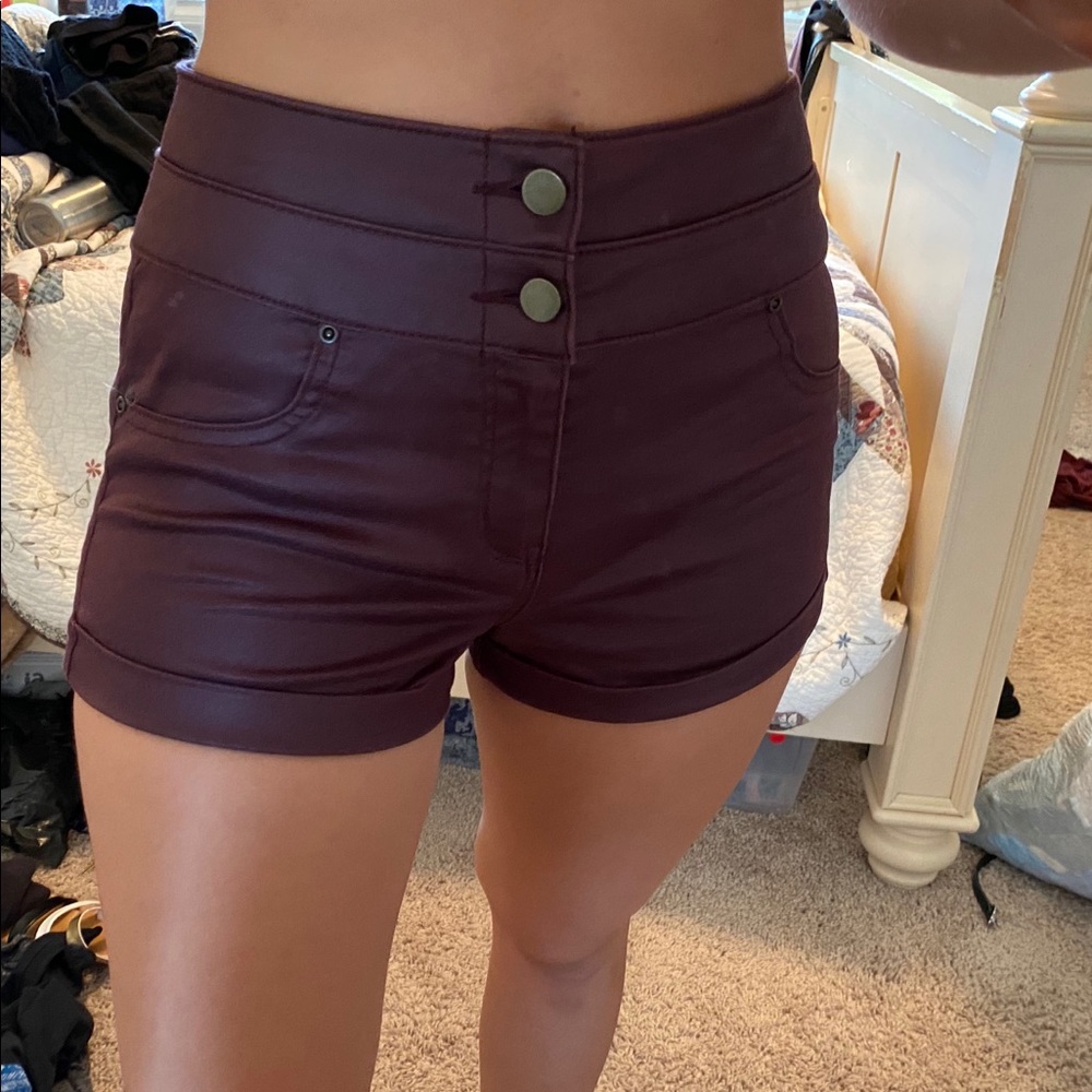 Forever 21 burgundy high waisted button shorts
